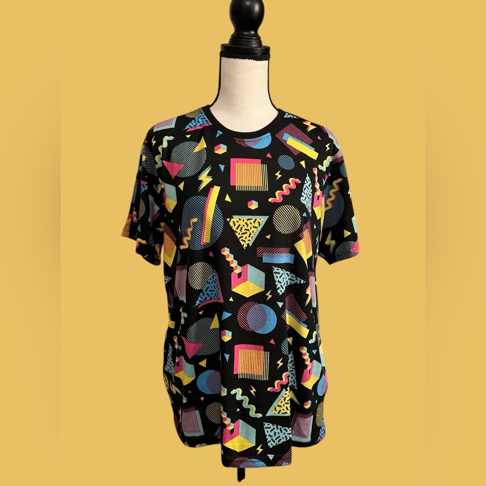 80’s Party Colorful Geometric Kids Large  T-Shirt